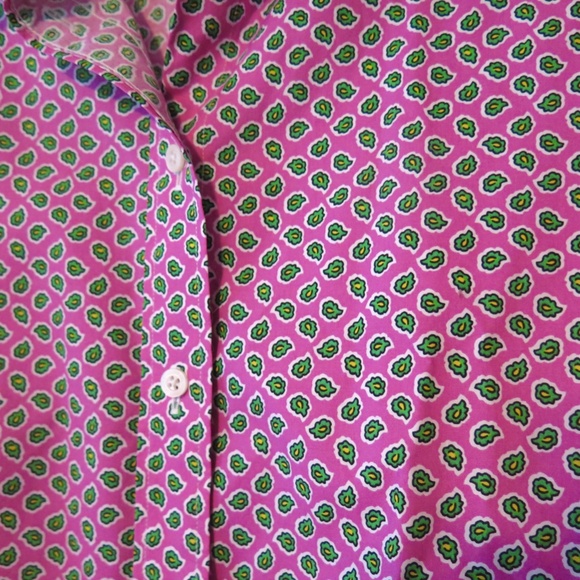 Lauren Pink Paisley No-Iron Stretch Shirt - Contrast Collar and Cuff - Picture 3 of 14